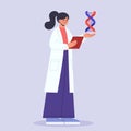 Scientist holds DNA in the hand Royalty Free Stock Photo