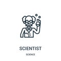 scientist icon vector from science collection. Thin line scientist outline icon vector illustration. Linear symbol for use on web