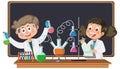 Scientist kids doing chemical experiment Royalty Free Stock Photo