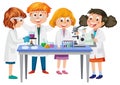 Scientist kids doing chemical experiment Royalty Free Stock Photo