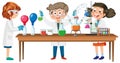 Scientist kids doing chemical experiment Royalty Free Stock Photo