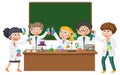 Scientist kids doing chemical experiment Royalty Free Stock Photo