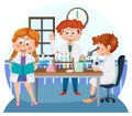 Scientist kids doing chemical experiment Royalty Free Stock Photo