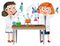 Scientist kids doing chemical experiment Royalty Free Stock Photo