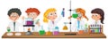 Scientist kids doing chemical experiment Royalty Free Stock Photo