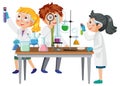 Scientist kids doing chemical experiment Royalty Free Stock Photo