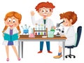 Scientist kids doing chemical experiment Royalty Free Stock Photo