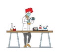 Scientist in Lab Coat Conduct Experiment, Scientific Research in Lab. Chemistry Staff at Work, Technician Laboratory Royalty Free Stock Photo