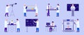 Scientist in lab research vector illustration, cartoon people making experiment test in science laboratory isolated set