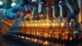 Scientist working in a modern laboratory with automated pipetting system for medical research and development