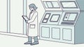 Scientist in Laboratory Vector, Researcher with Control Panel Machine, vector design Generative AI Royalty Free Stock Photo