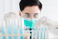 Scientist in the laboratory working at lab with test tubes Royalty Free Stock Photo