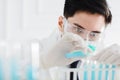 Scientist in the laboratory working at lab with test tubes Royalty Free Stock Photo