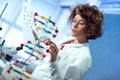 Scientist looking at DNA Royalty Free Stock Photo