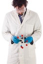 Scientist looking at a tnt molecule