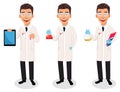 Scientist man. Handsome cartoon character