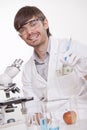 Scientist manipulating doping substances Royalty Free Stock Photo