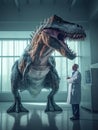 Scientist marvels at lifelike dinosaur exhibit.