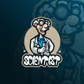 Scientist mascot logo design vector with modern illustration concept style for badge, emblem and t shirt printing. Smart scientist Royalty Free Stock Photo