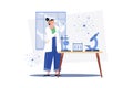 Scientist In The Metaverse Illustration concept. A flat illustration isolated on white background Royalty Free Stock Photo