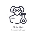 scientist outline icon. isolated line vector illustration from professions & jobs collection. editable thin stroke scientist icon