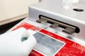 Scientist preparing microscope slides with liquid based cytology method for pap smear test. Cervical cancer concept. Medical