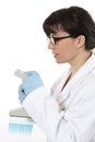 Scientist programming pipette Royalty Free Stock Photo