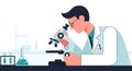 Scientist or Researcher Working with Microscope in Laboratory Royalty Free Stock Photo