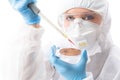 Scientist researchinng biosecurity pandemic in humans or agriculture such as COVID-19 Royalty Free Stock Photo