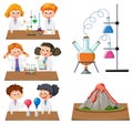 Scientist and student doing chemistry experiment Royalty Free Stock Photo