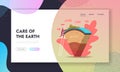Scientist or Student Girl Learn Geophysics Science Landing Page Template. Female Study Earth Structure Divided In Layers Royalty Free Stock Photo