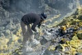 Gas sampling on the volcano