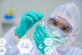 Scientist team has researching and working on Coronavirus cure in the laboratory. Asian Doctor examining samples Royalty Free Stock Photo