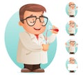 Scientist with Test-tube Icon Retro 3d Cartoon Design Character Mobile Game Vector Illustration Royalty Free Stock Photo