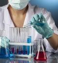 Scientist with test tubes Royalty Free Stock Photo