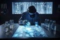 A scientist using AI to make predictions and gain a better understanding of their data. . AI generation