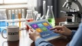 Scientist using a digital tablet in a modern laboratory for research and data analysis Royalty Free Stock Photo
