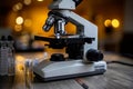 Scientist using dropper on microscope in laboratory for medical research and pharmaceutical analysis Royalty Free Stock Photo