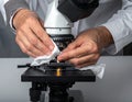Scientist Using Microscope for Laboratory Research Royalty Free Stock Photo