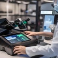 A scientist using a spectrophotometer to measure the absorption spectrum of a chemical compound1