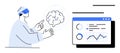 Scientist Using Virtual Reality to Analyze Artificial Intelligence Brain and Data Visualization Royalty Free Stock Photo