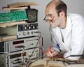 Scientist at vintage laboratory Royalty Free Stock Photo