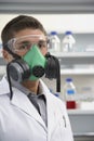 Scientist Wearing Gas Mask In Laboratory Royalty Free Stock Photo