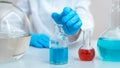 Scientist woman making laboratory analysis, sitting in office Royalty Free Stock Photo