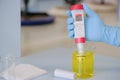 The scientist work at handle pH meter Royalty Free Stock Photo