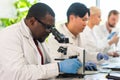 Scientist working in lab. Doctors making medical research. Biotechnology, chemistry, science, experiments and healthcare Royalty Free Stock Photo