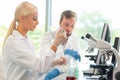 Scientist working in lab. Doctors making medical research. Biotechnology, chemistry, science, experiments and healthcare Royalty Free Stock Photo