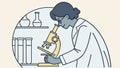Scientist Working with Microscope in Lab - Research Discovery Vector Design Generative AI Royalty Free Stock Photo