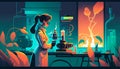 Scientist working on a virus in a secret laboratory. Generative AI.