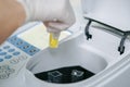 Scientist working at water quality test use by Spectrophotometer